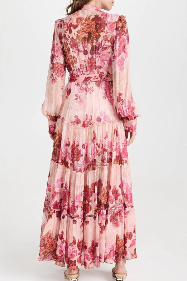 Floral Mid Sleeve Maxi Dress