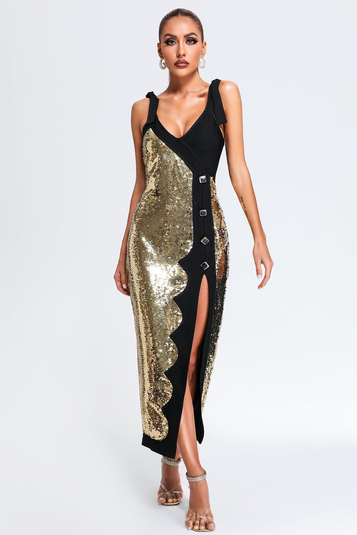 Vlafa Sequin Midi Bandage Dress - sarahselena