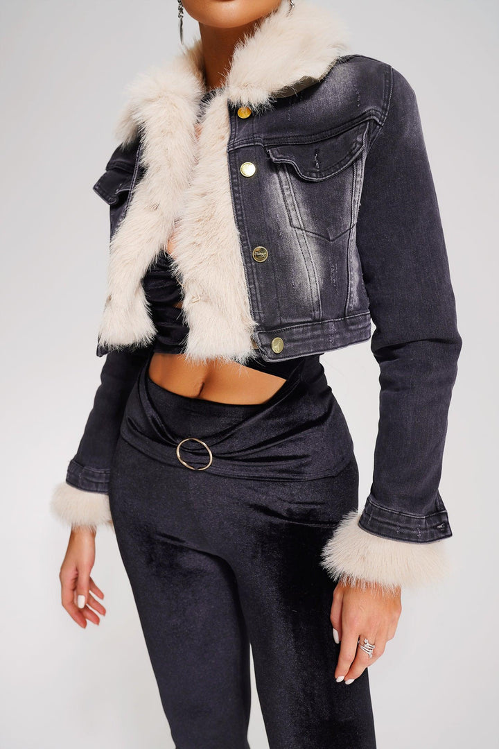 Taqlia Denim Fur Coat - sarahselena