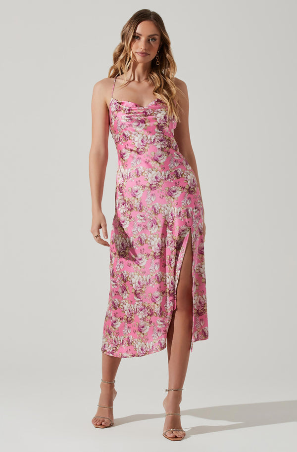 Gaia Icy Pink Floral Midi Dress