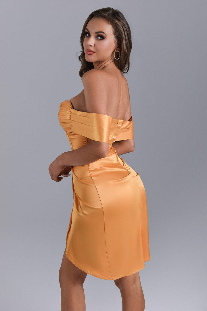 Alexa Off Shoulder Corset Mini Dress - Yellow - sarahselena