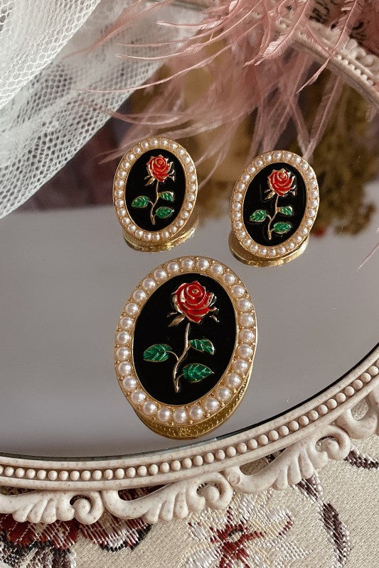 Astrid Flower Pearl Brooch & Earring