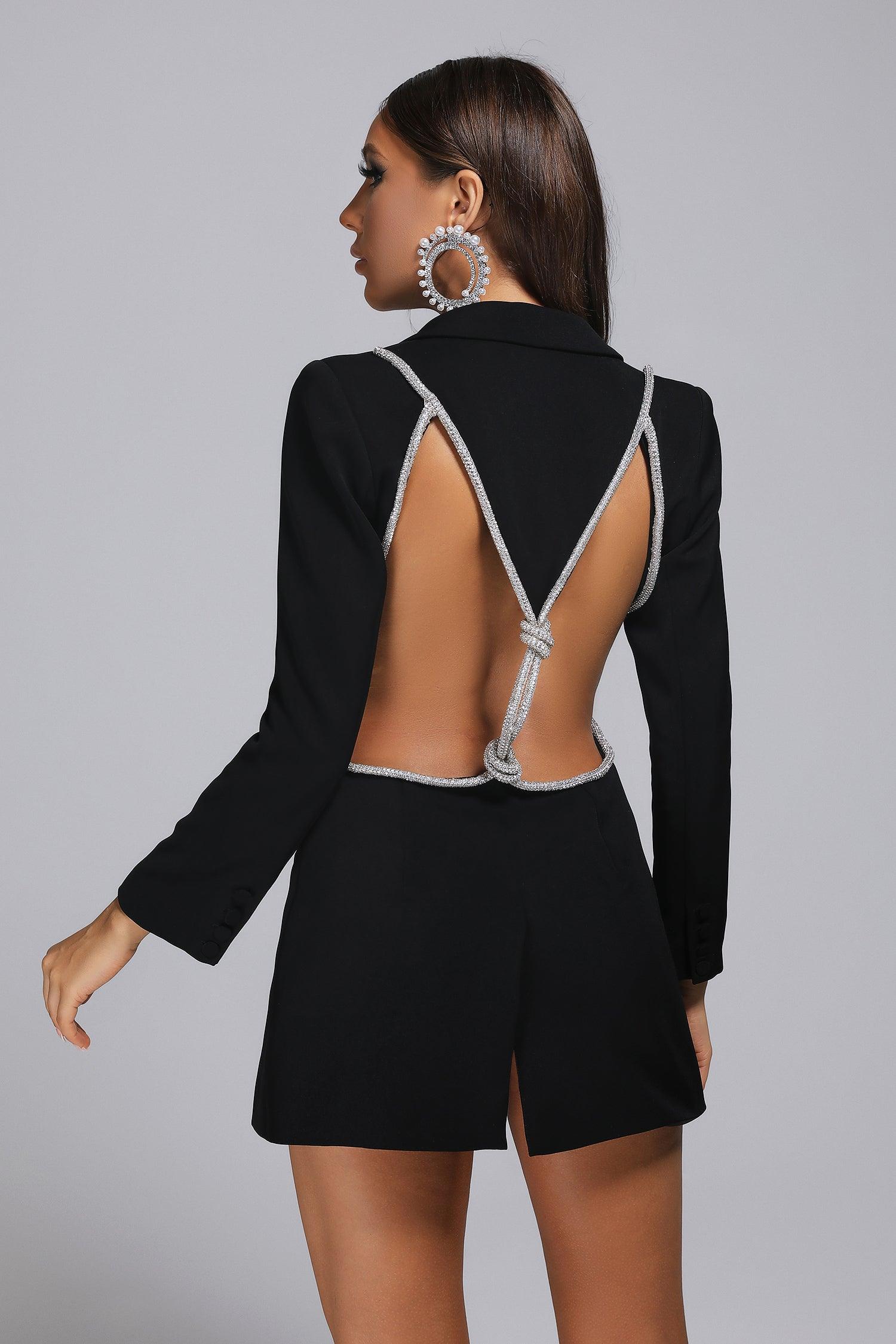 Rhinestone Backless Dress