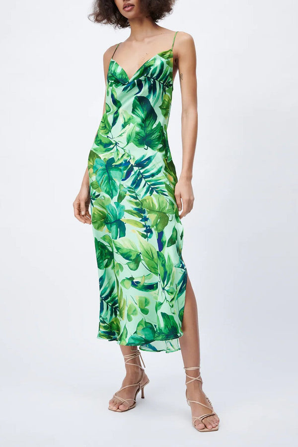 Cami Print Midi Dress Green