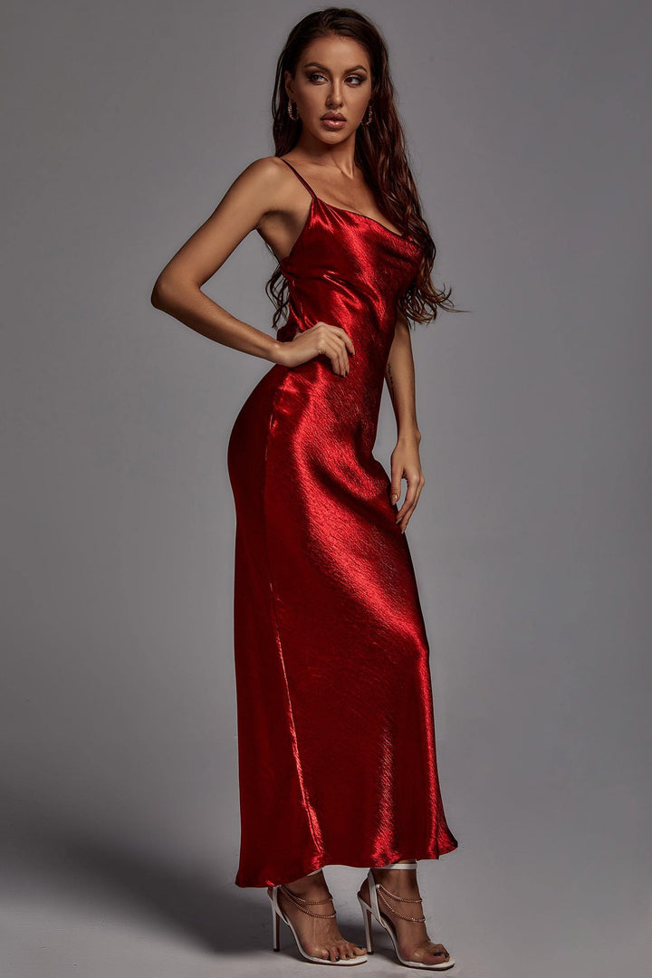 Emily Metallic Wine Maxi Dress - sarahselena