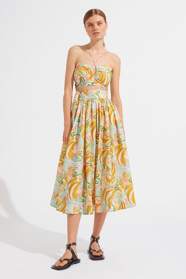 Floral Halterneck Camis & Midi Dress Two-piece Set