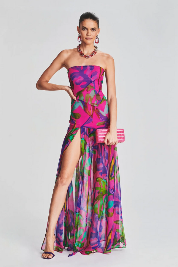 Lace Flutter Sleeve V-Neck Maxi Dress