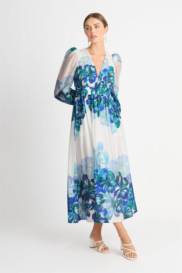 Floral V-Neck Long Sleeve Maxi Dress