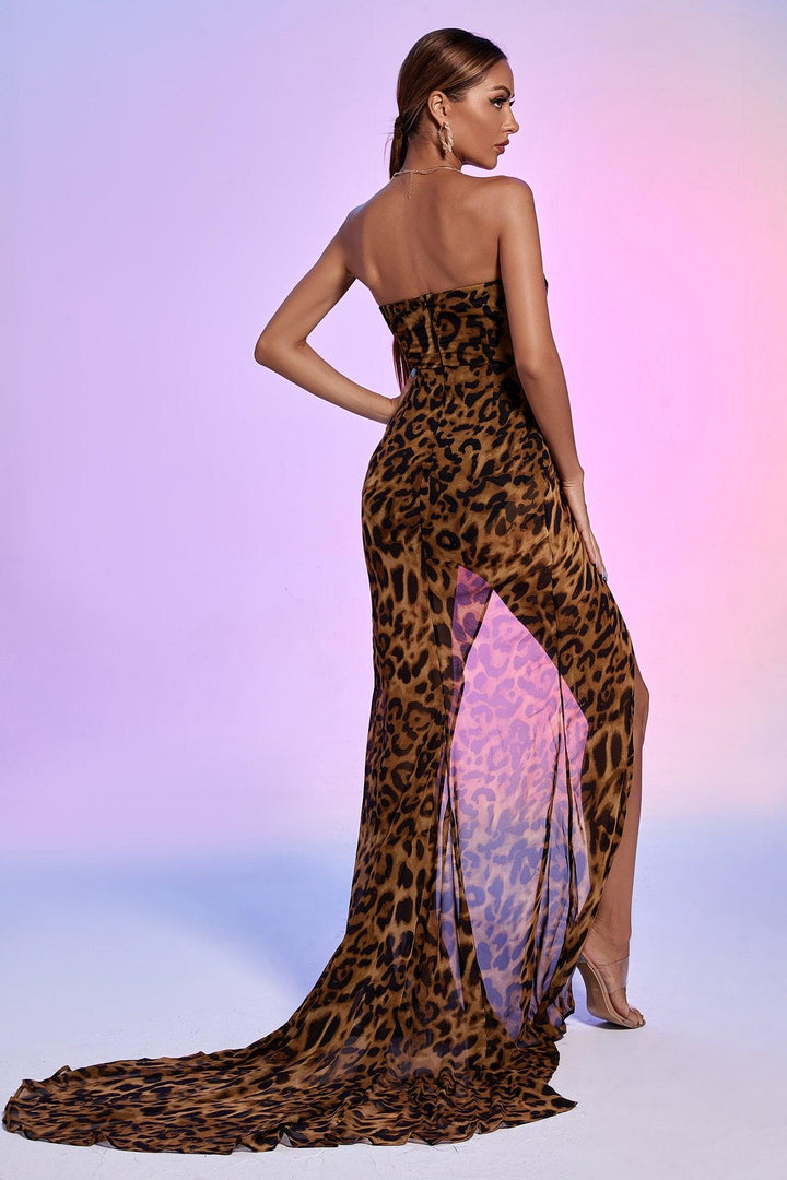 Nava Leopard Mesh Maxi Dress - sarahselena