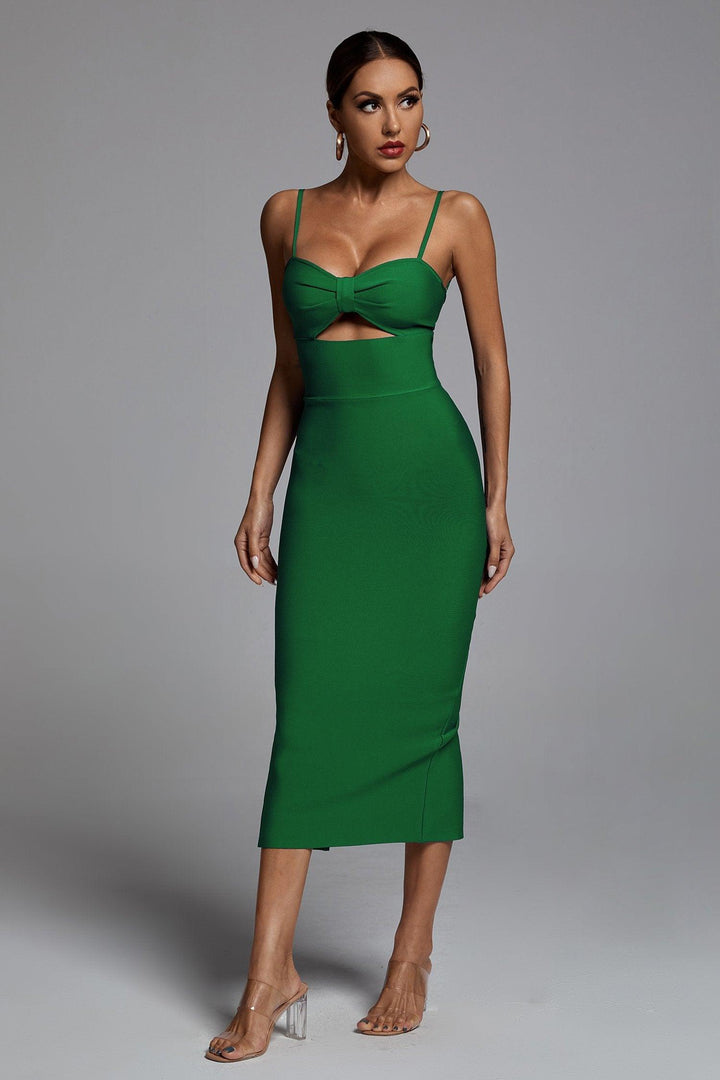 Hollow Bandage Dress - Green - sarahselena