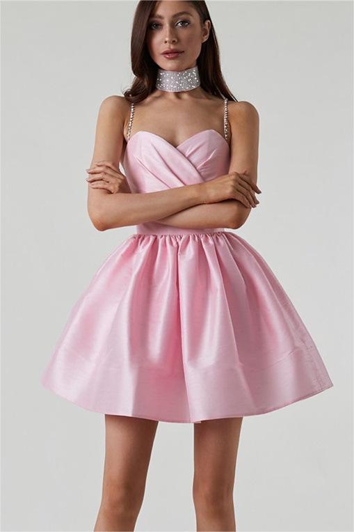 Satin Ruffle Hem Mini Dress