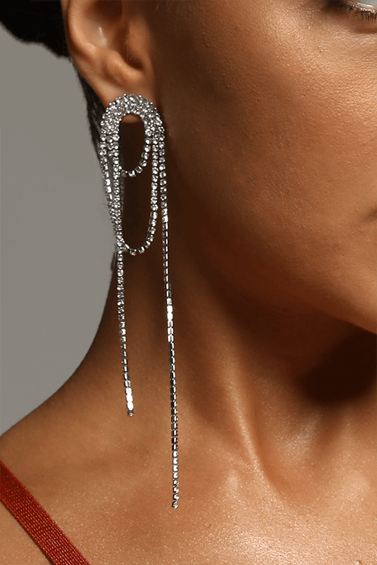 Silver Diamante Tassel Earrings - sarahselena