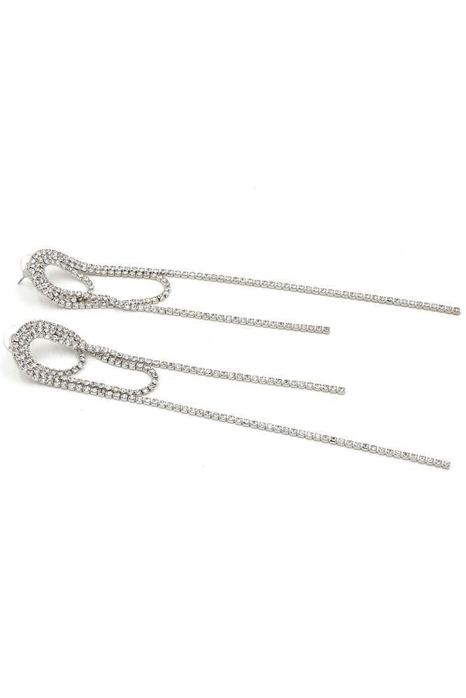 Silver Diamante Tassel Earrings - sarahselena