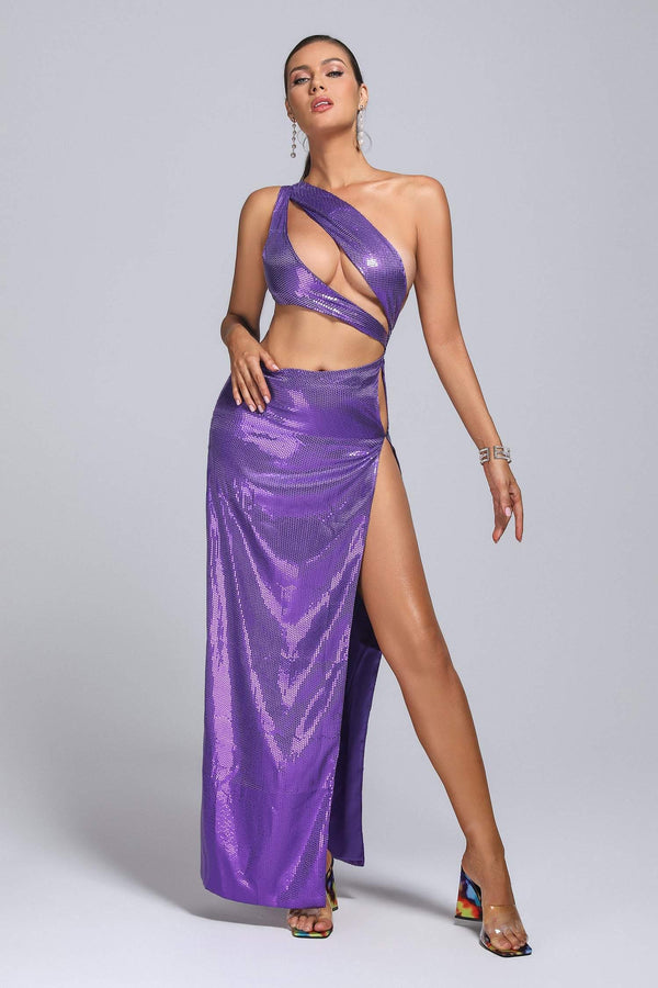 Benase Cutout Sequin Slit Maxi Dress - sarahselena