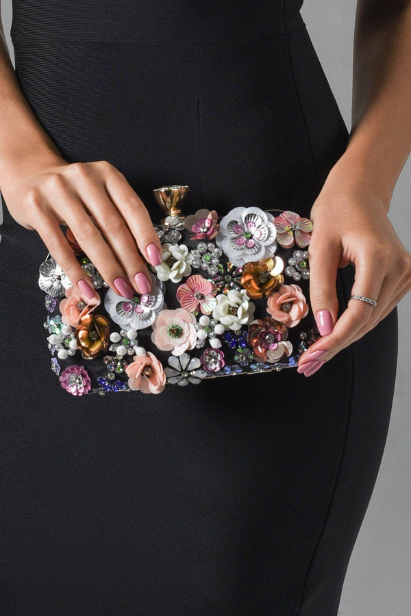 Rex Floral Embroidery Clutch - sarahselena