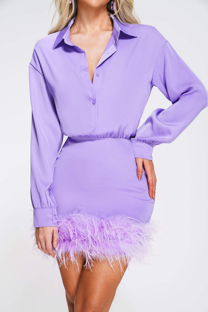 Sling Feather Shirt Dress - sarahselena