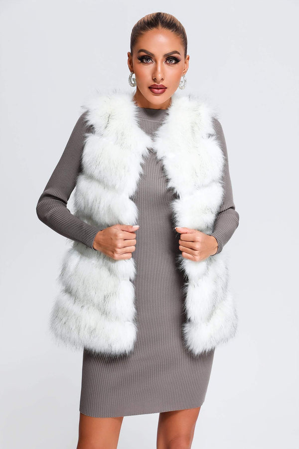 Soloma Artificial Fur Vest - White - sarahselena