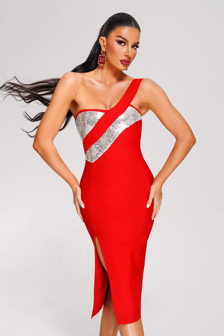 Vafey Sequin Midi Bandage Dress - sarahselena