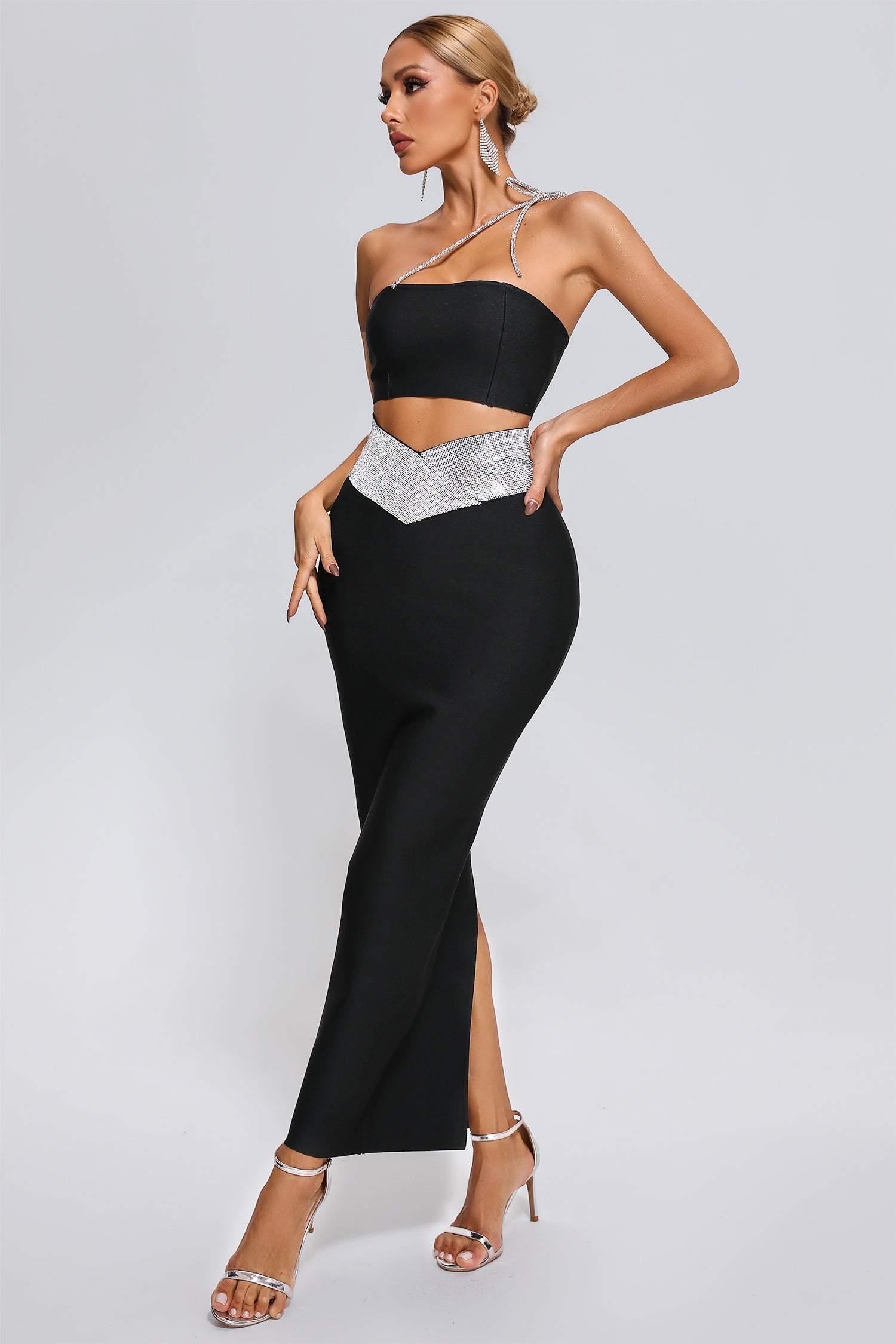 Genesis strapless diamante top maxi dress