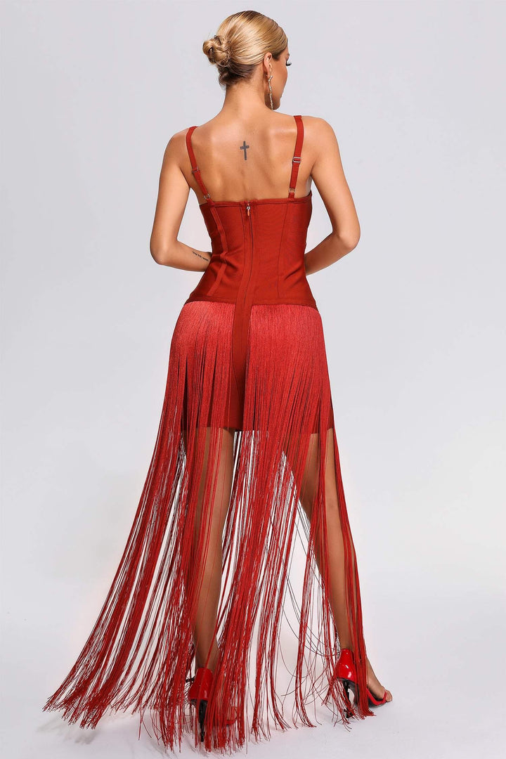 Sequ Tassel Maxi Bandage Dress - sarahselena