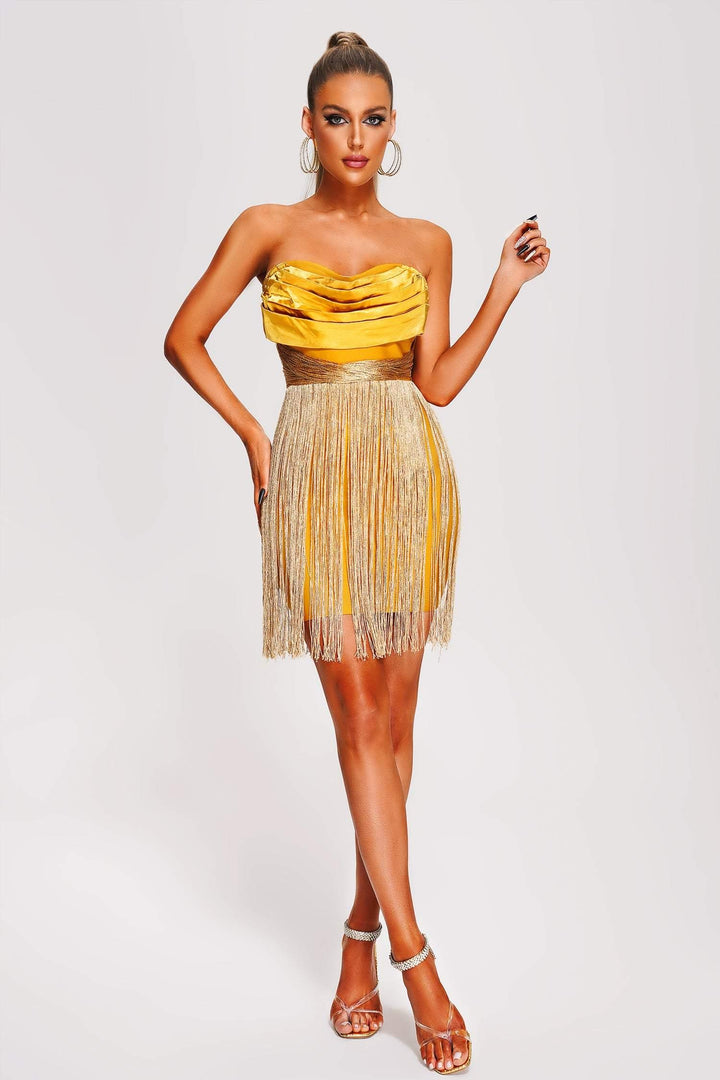 Sucia Strapless Tassel Mini Dress - sarahselena