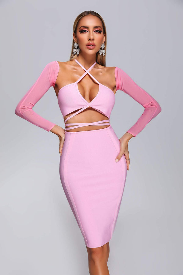 Metal Midi Bandage Dress