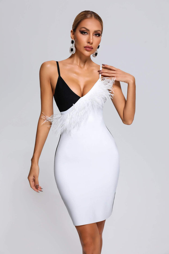 Pola Feather Mini Bandage Dress - sarahselena