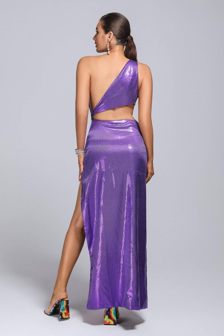 Benase Cutout Sequin Slit Maxi Dress - sarahselena