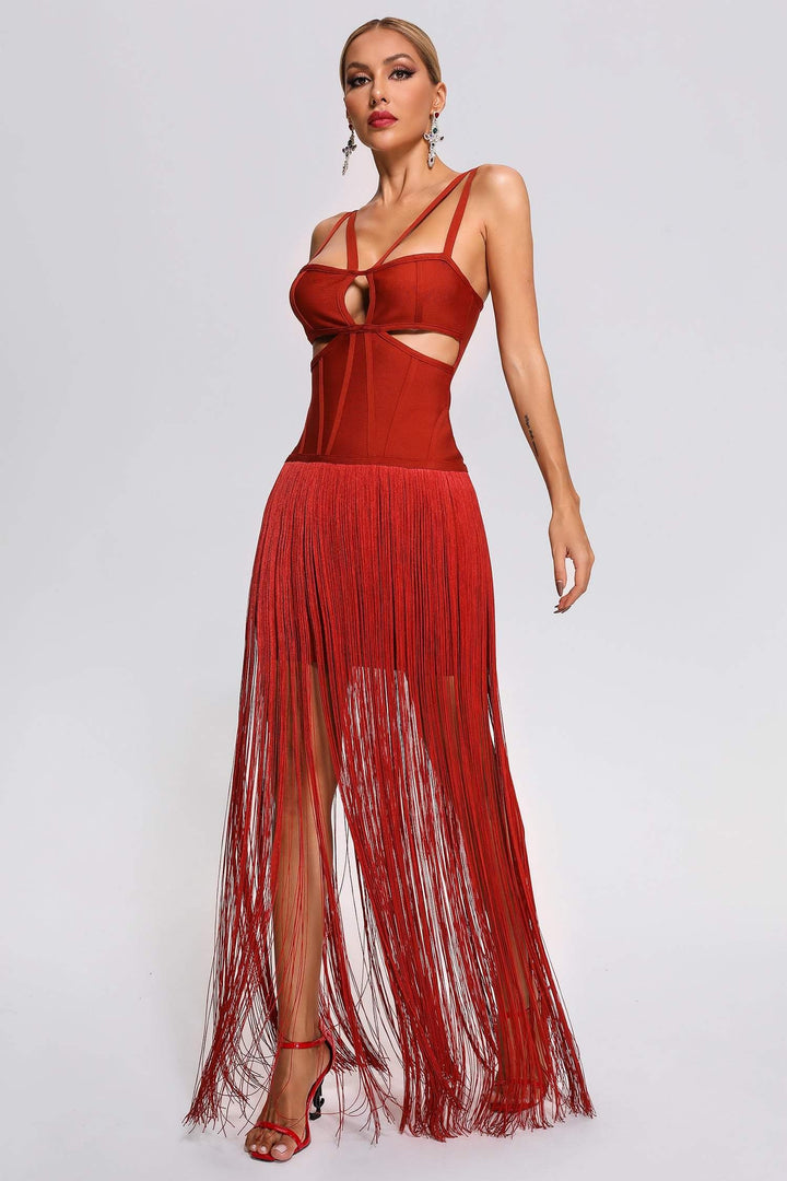 Sequ Tassel Maxi Bandage Dress - sarahselena