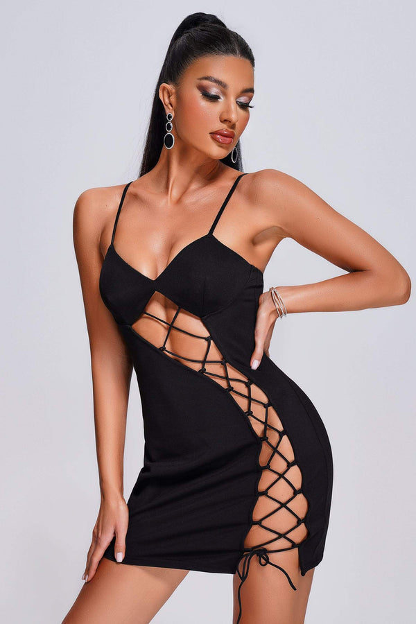 Lanla Lace Up Mini Dress