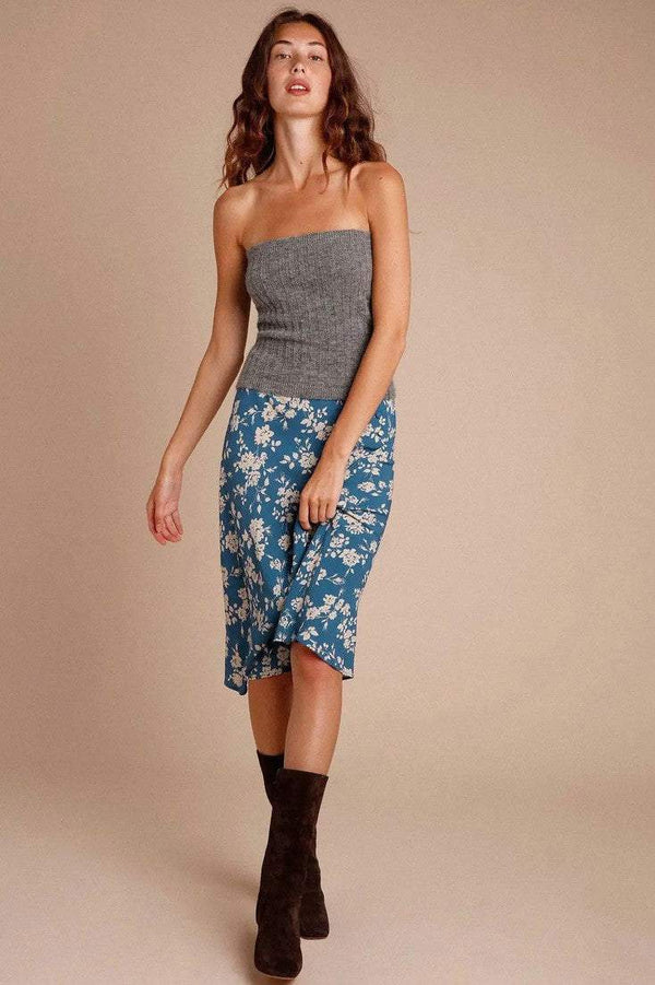 Floral Midi Skirt Blue