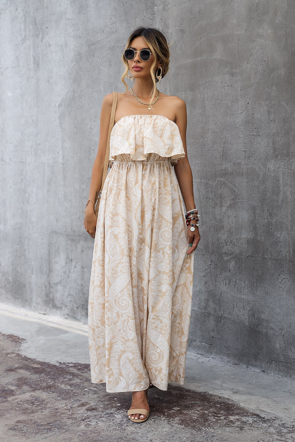 Tube Top Ruffle Hum Maxi Dress